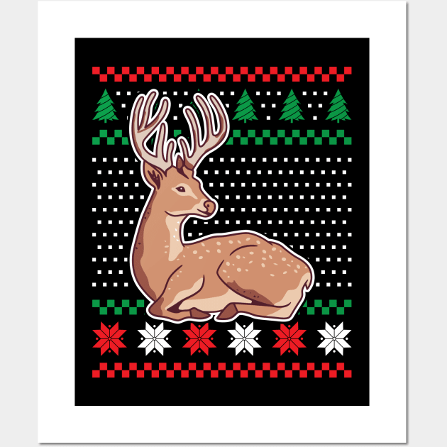 Ugly Christmas Sweaters Deer Wall Art by JS Arts